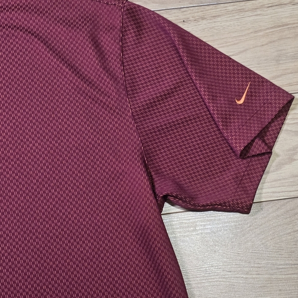 Vtg Nike Golf Polo Short Sleeve Shirt Patterned Burgundy Men's 2XL CSX Embroider - Picture 6 of 10